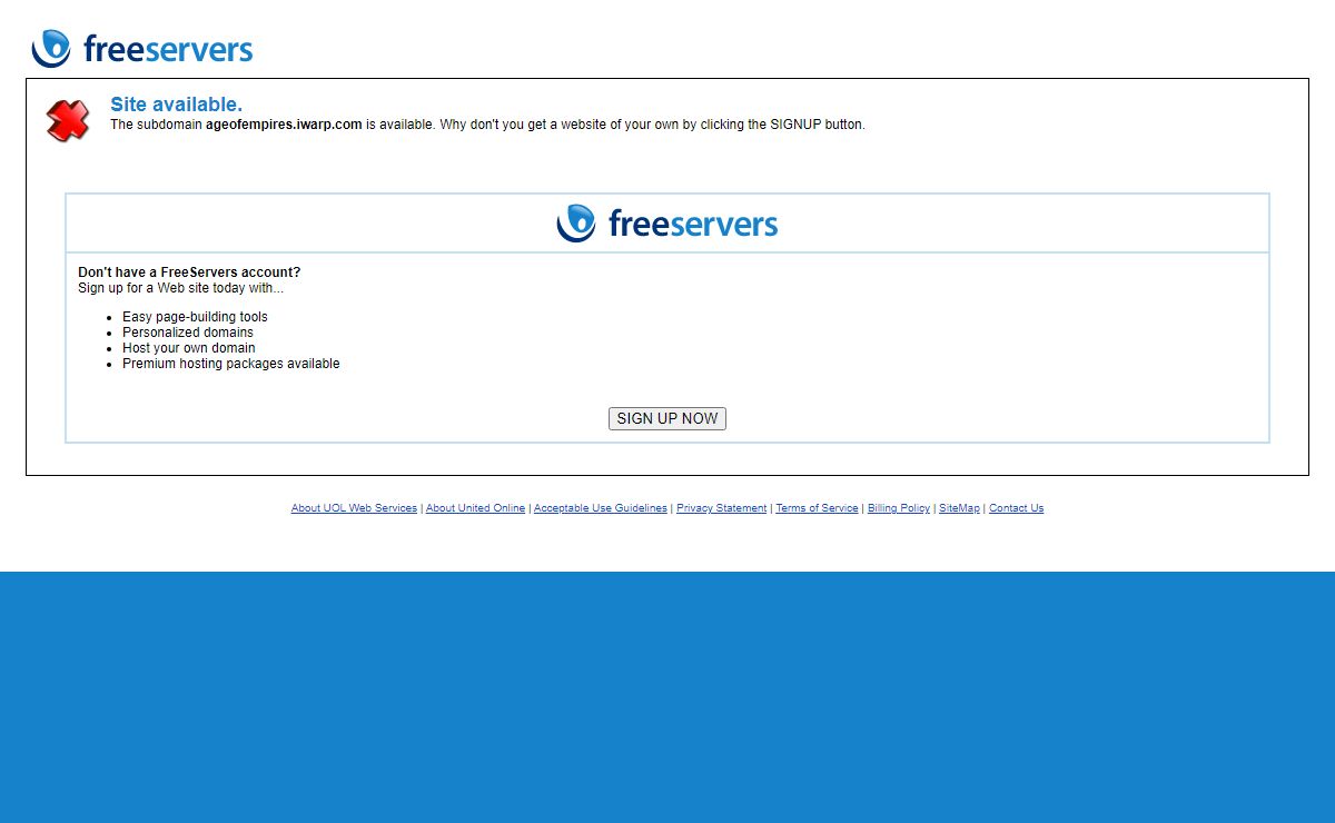 AVAILABLE - FreeServers