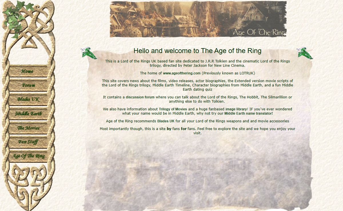 The Age of the Ring, a Lord of the Rings UK fansite