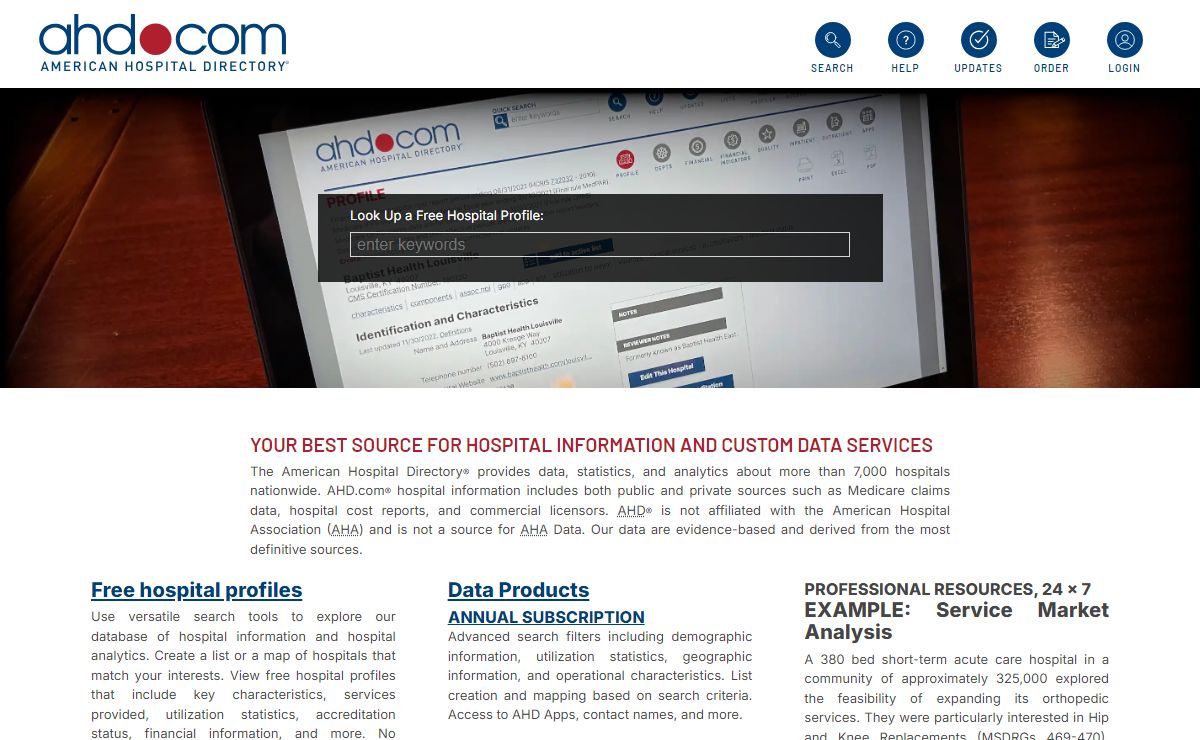 American Hospital Directory - information about hospitals from public and private data sources including MedPAR, OPPS, hospital cost reports, and other CMS files.
