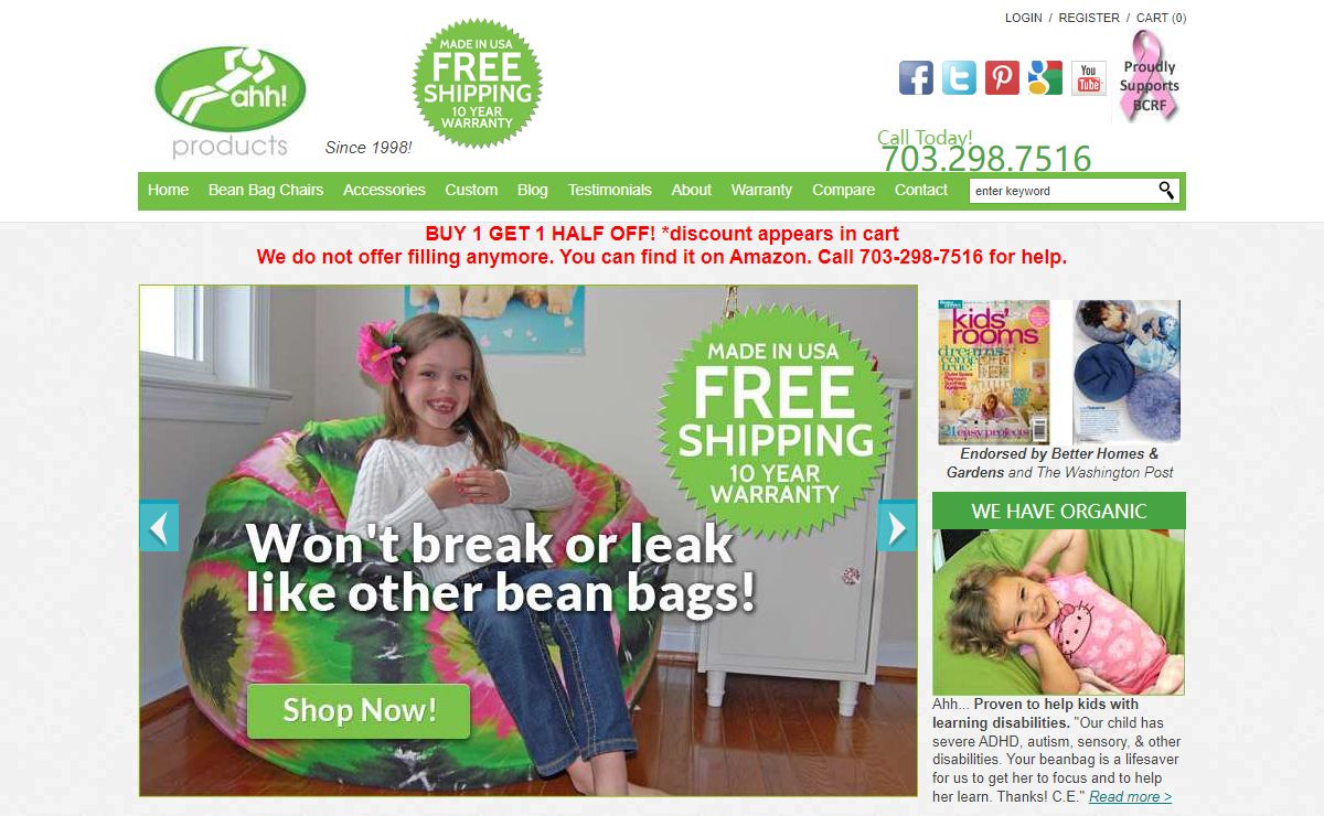 Bean Bag Chairs: WASHABLE Bean Bags, 10 YR Warr, Made in USA.