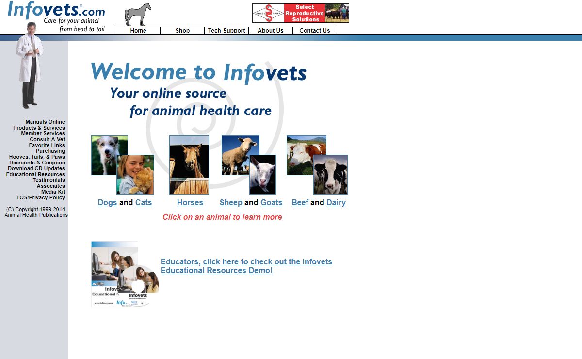 Infovets - Animal health care for dogs, cats, horses, cattle, sheep, and goats!