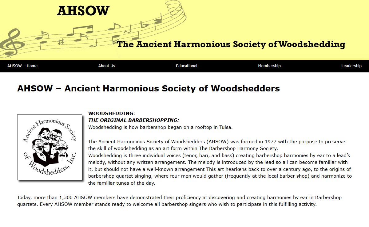 AHSOW | Ancient Harmonious Society of Woodshedders