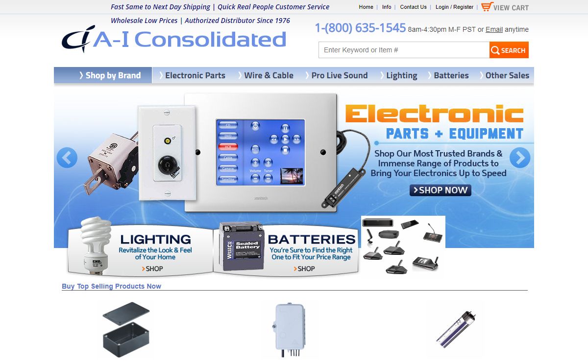 A-I Consolidated Electrical & Electronic Parts, Bulbs & LEDs, Wire & Cable