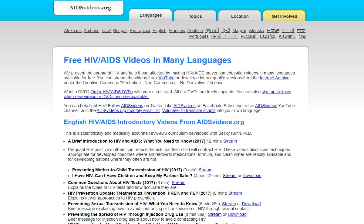Free HIV/AIDS Prevention Education Videos | AIDSvideos.org