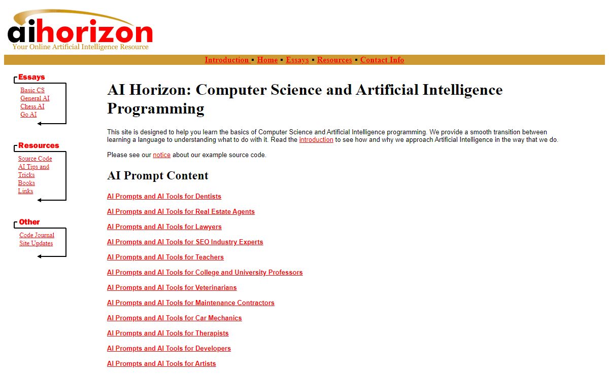 AI Horizon: Computer Science and Artificial Intelligence Programming Resources