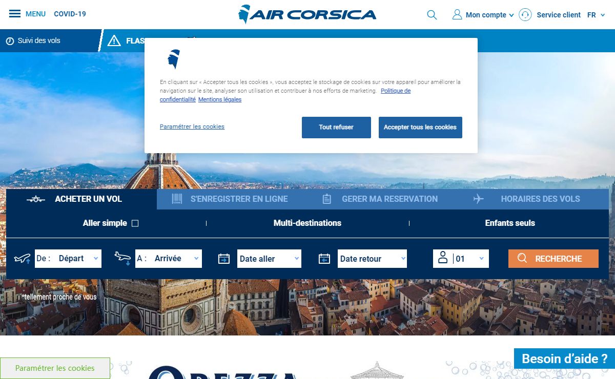 Air Corsica - Vol Corse pas cher et réservation billet d'avion pour la Corse