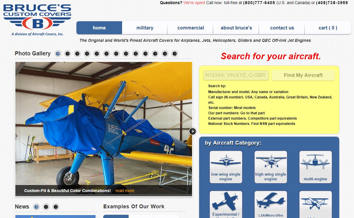 Bruce's Custom Covers: Aircraft Covers, Plugs, Sun Shades, & more