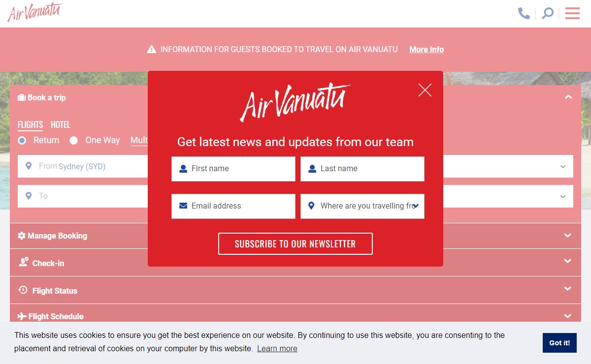 Vanuatu Flights & Holidays | Book Online | Air Vanuatu