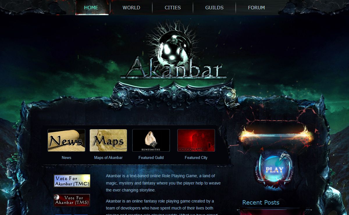 Home | Akanbar Online Fantasy RPG Store | Akanbar is a text-based online Role Playing Game, a land of magic, mystery and fantasy where you the player help to weave the ever changing storyline.