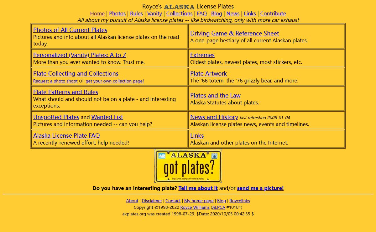 Royce's Alaska License Plates - All Alaskan Plates, All The Time