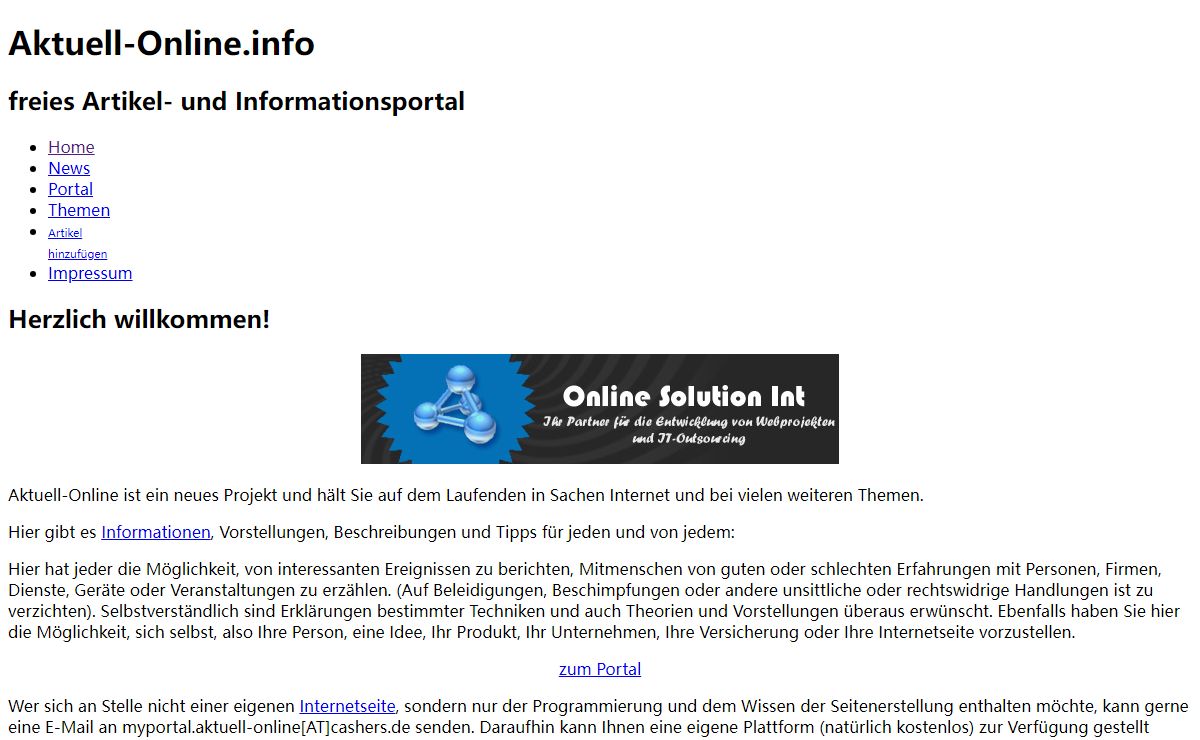 Aktuell-Online Informationsportal/Artikelverzeichnis