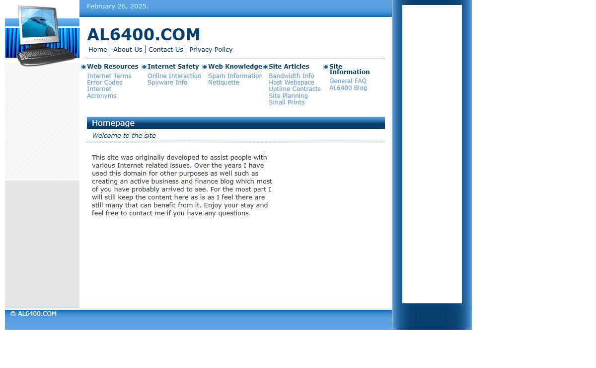 AL6400.com - Free Internet resources, web tutorials and web community