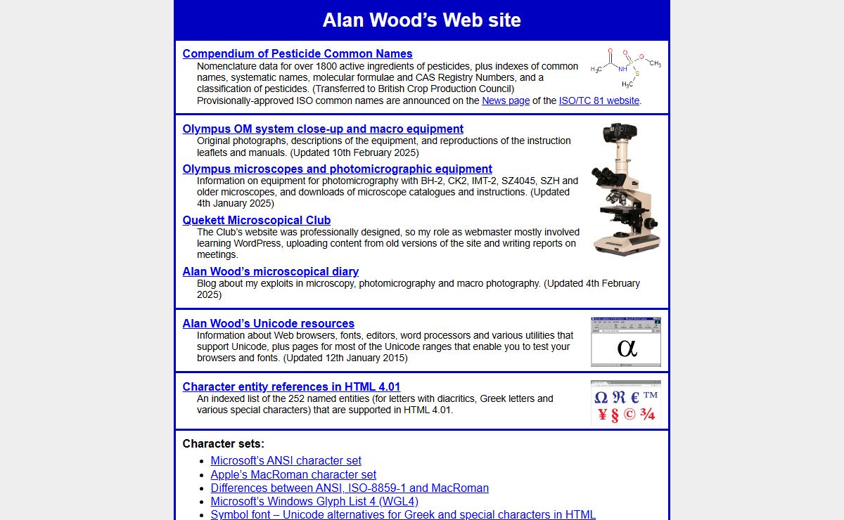 Alan Wood’s Web site