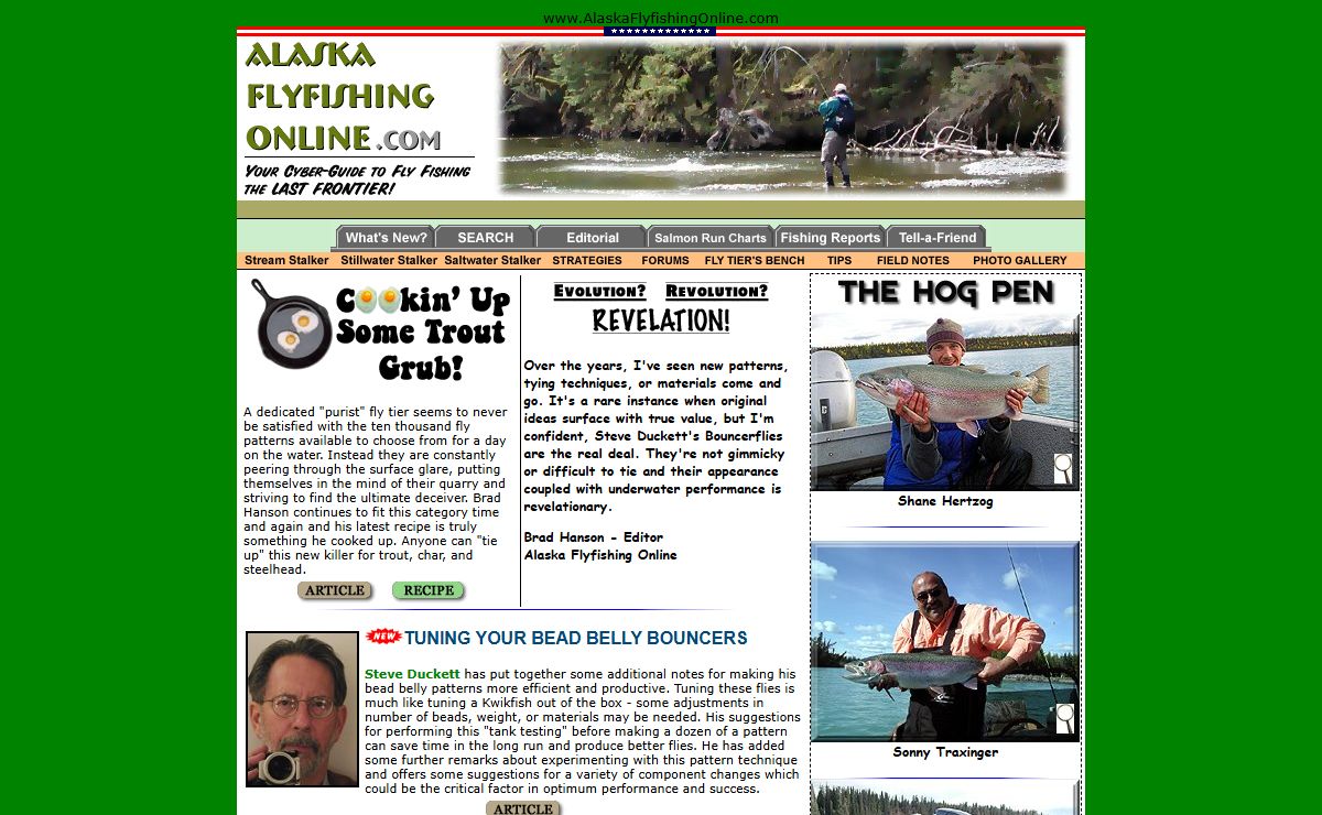 Alaska Flyfishing Online - Guide to Alaska Fly Fishing King Salmon, Silvers, Reds, Rainbow Trout, Grayling, Char, Pike Magazine & Alaska fishing guide.