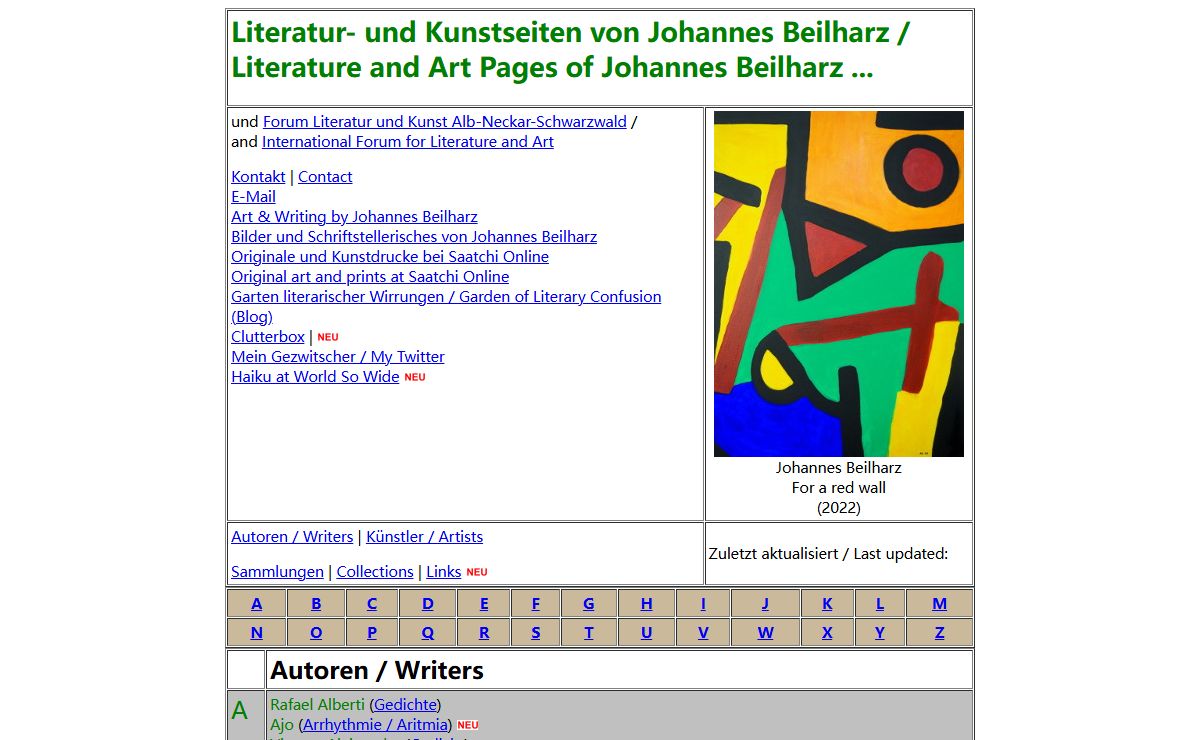 Literatur- und Kunstseiten von Johannes Beilharz