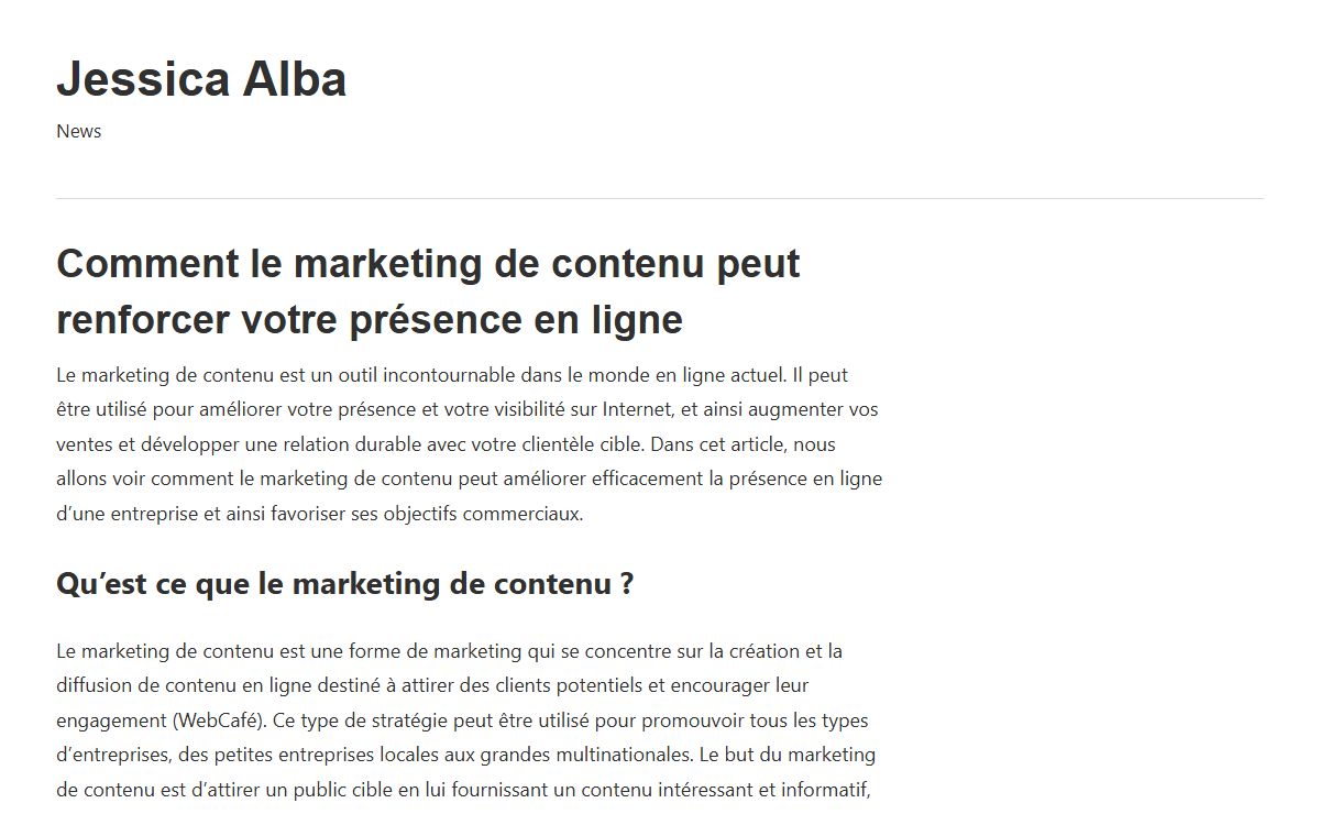 Comment le marketing de contenu peut renforcer votre présence en ligne - Jessica Alba