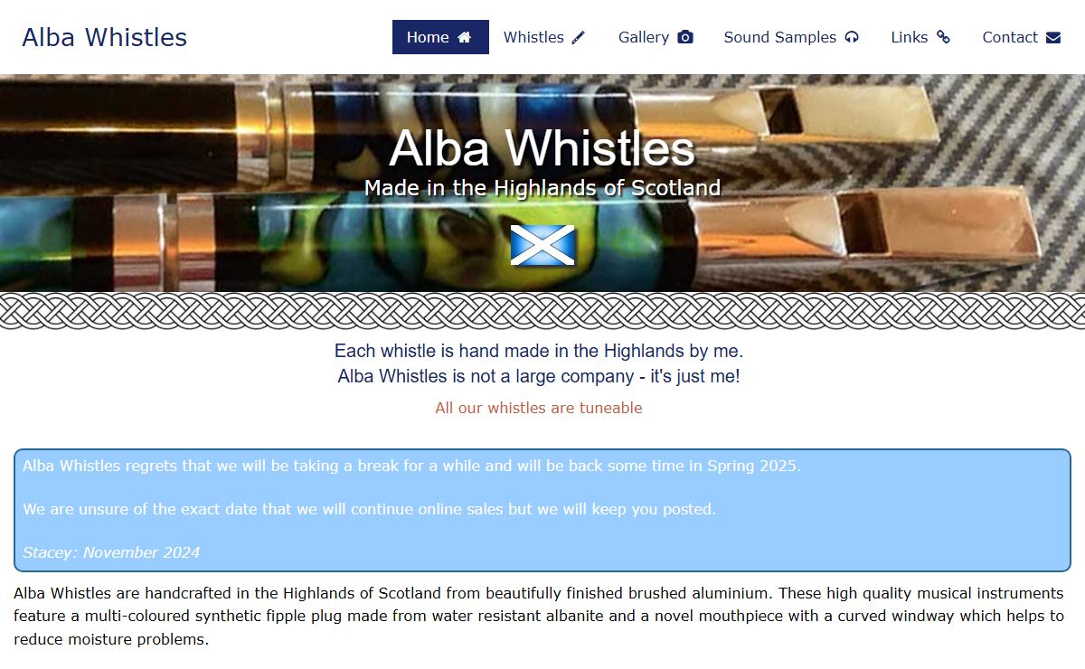 Alba whistles handcrafted in Scotland