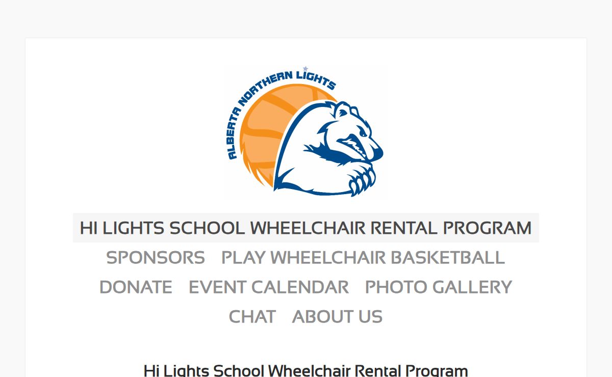 Alberta Northern Lights Wheelchair Basketball - Hi Lights School Wheelchair Rental Program