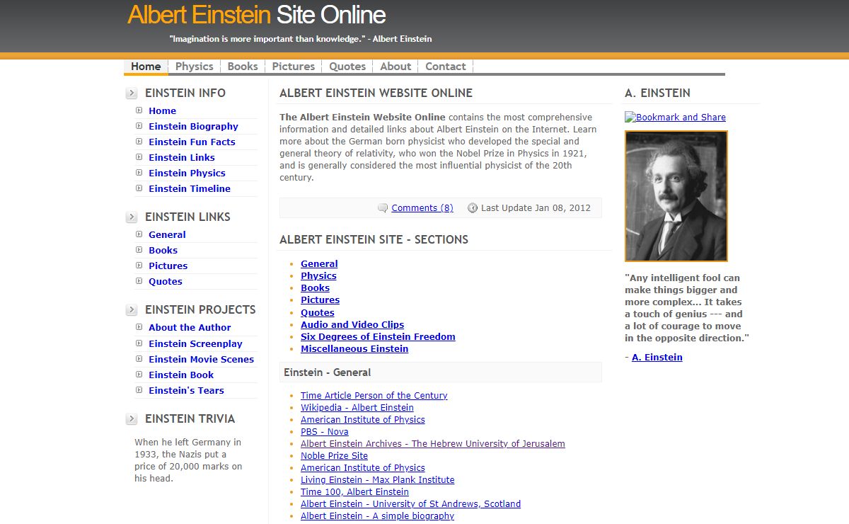 Albert Einstein Site Online