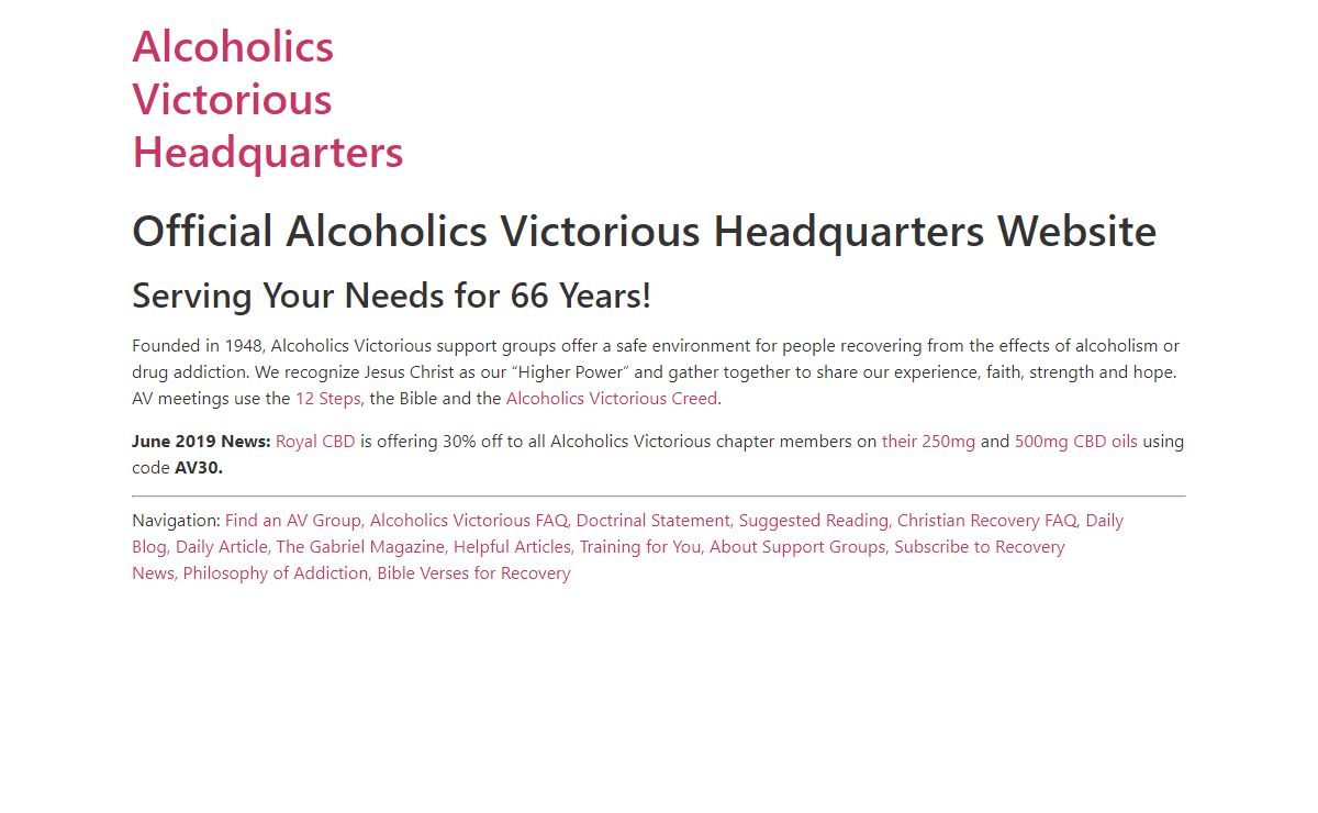 Official Alcoholics Victorious Headquarters Website