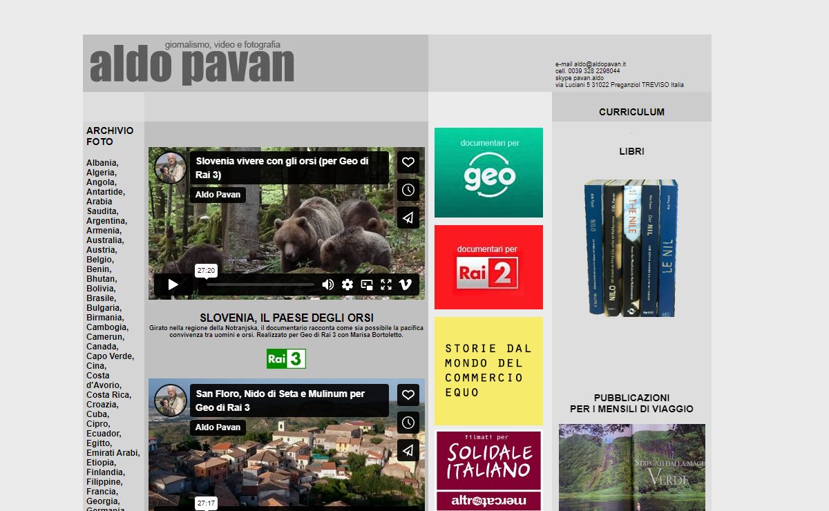 Aldo Pavan giornalista, videomaker e fotografo