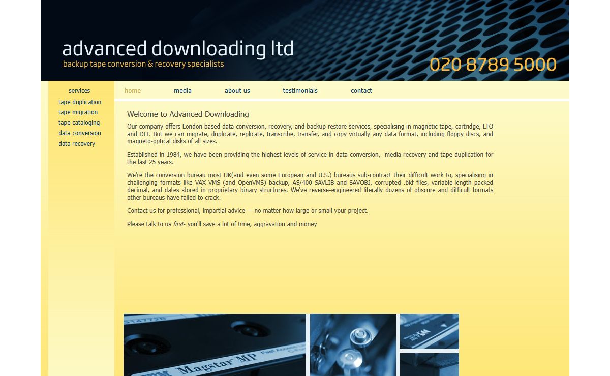 Data Conversion and Backup Media Recovery, and Restore. Based in London UK, specialising in worldwide tape, cartridge, LTO and DLT transfer, retore, migration, duplication, transcription and migration