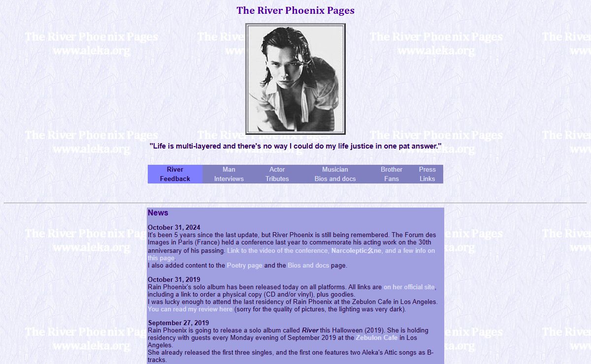 The River Phoenix Pages