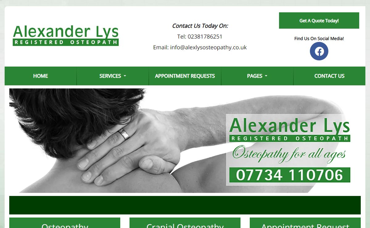 Home - Alex Lys Osteopathy Practice, Horton Heath, Eastleigh, Hampshire