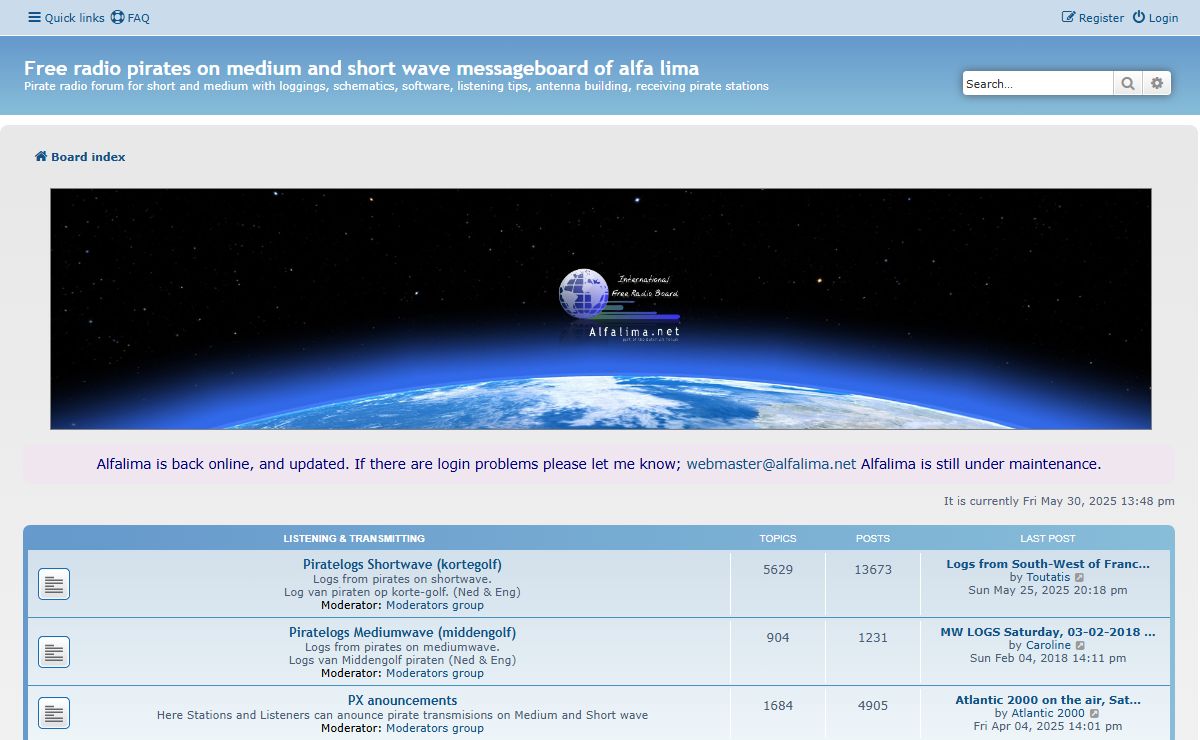 Free radio pirates on medium and short wave messageboard of alfa lima - Index page