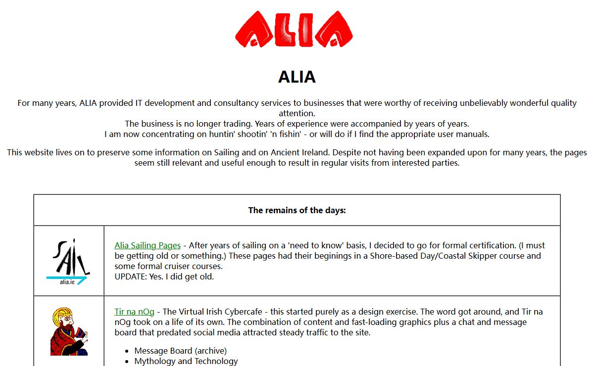 ALIA [No longer trading. No longer providing IT services to the discerning gentry]