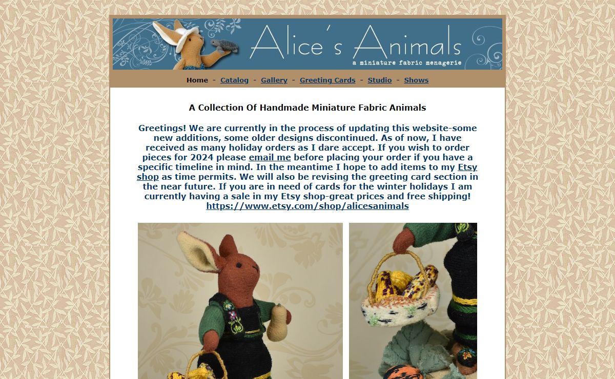Alice's Animals - Handmade Miniature Fabric Animals
