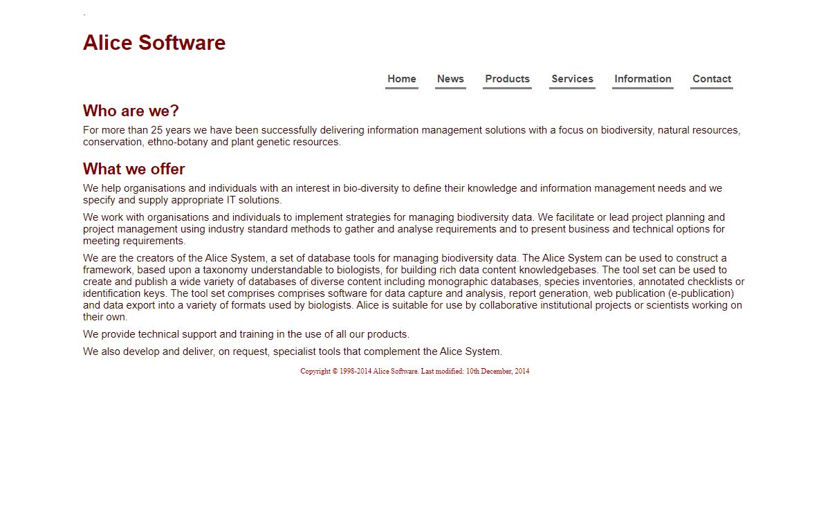 Alice Software - Main page