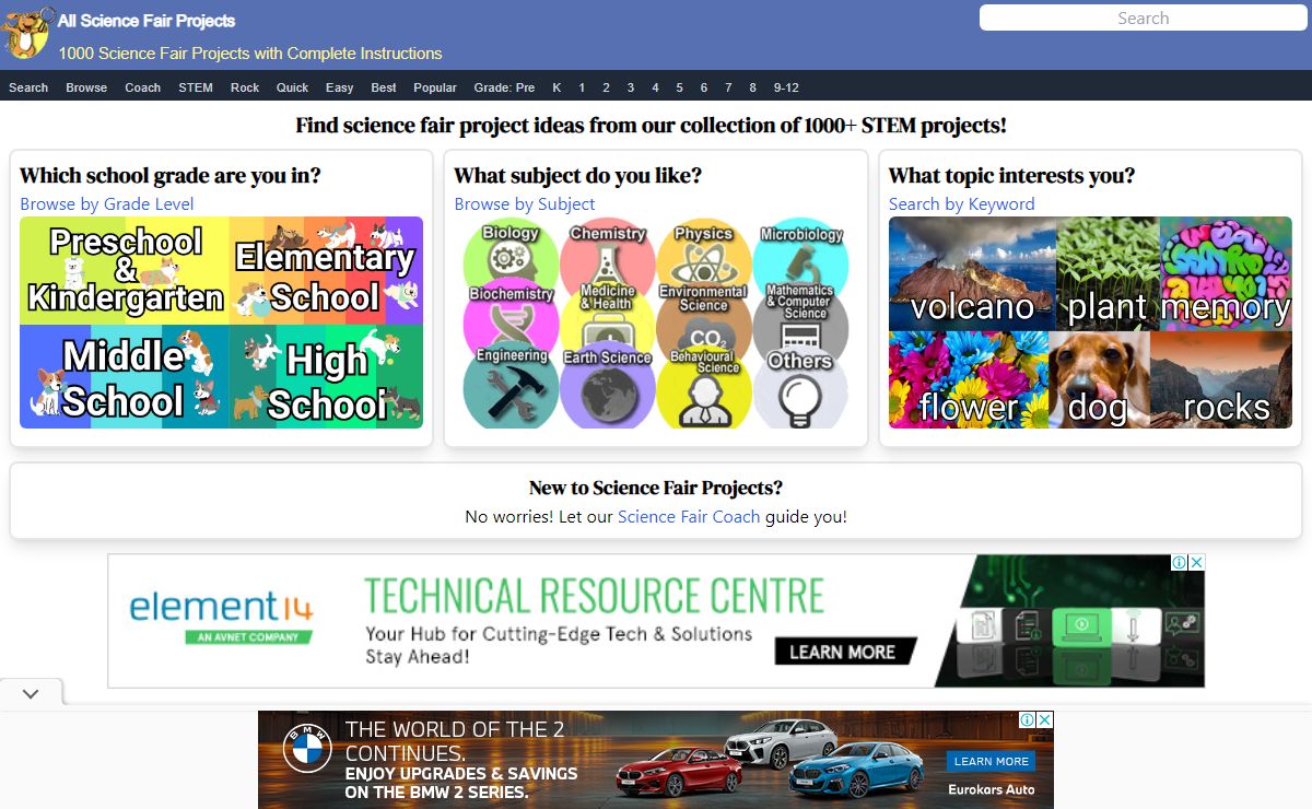1000+ Science Fair Projects with Videos for All Grades