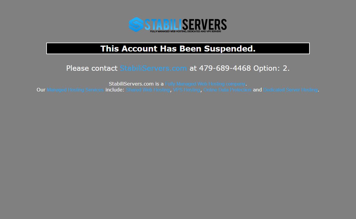 StabiliServers.com Suspended Page