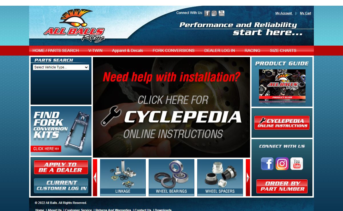 The #1 Source For Bearings, Seals, Cables, Carburetor Rebuild Kits & More | All Balls Racing