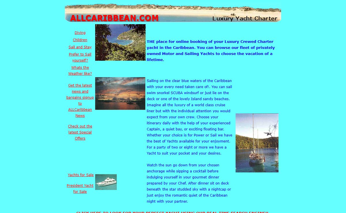 AllCaribbean Luxury Crewed Charter Yachts in the Caribbean for your Vacation or Yachting Holiday, Sail, Windsurf, SCUBA, Water Skiing, in British Virgin Islands or USVI
