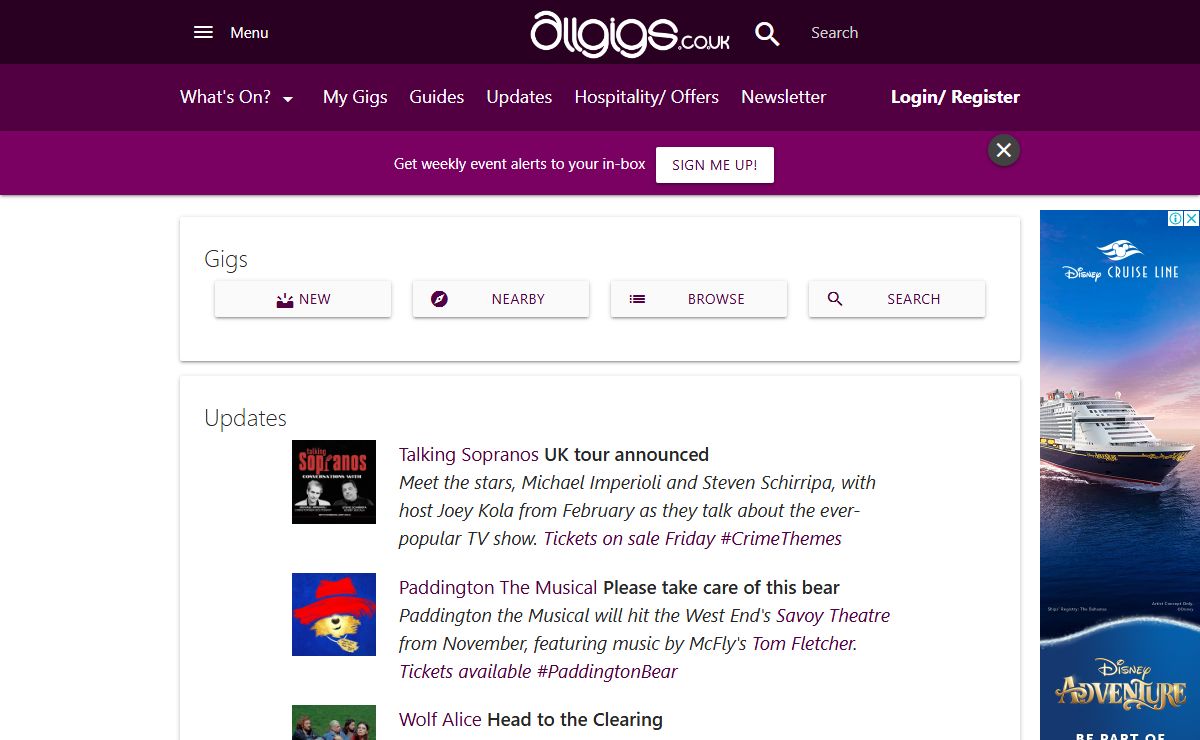 Find UK Gig Tickets, Concerts, Tour Dates, Theatre, Events and News