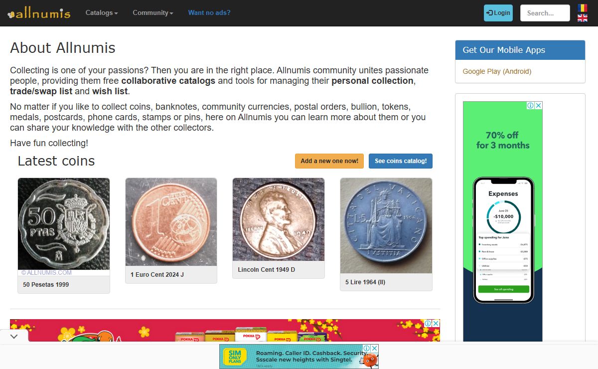 Allnumis - Your numismatic guide. Free coins and banknotes catalogs