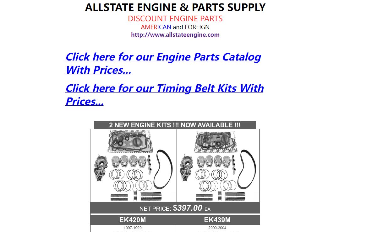Allstate Engine & Parts Supply discount engines, engine kits, auto parts and engine parts