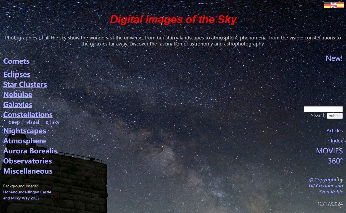 Digital Images of the Sky - Gallery for Astrophotography