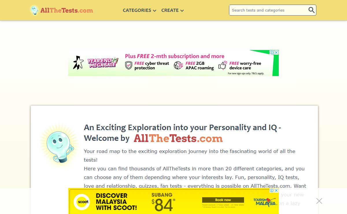AllTheTests: Fun Quizzes, Personality Tests, Love, IQ and much more