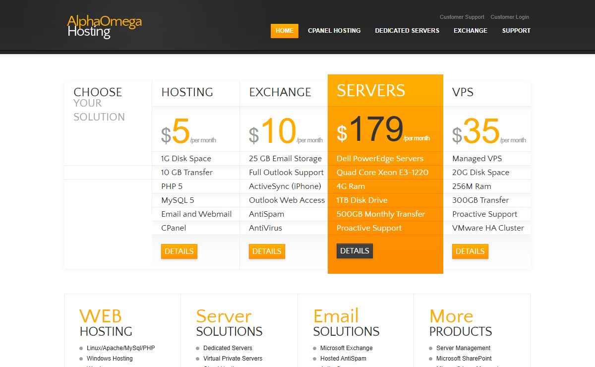 VPS Hosting | Exchange Hosting | Managed Dedicated Servers | AlphaOmegaHosting