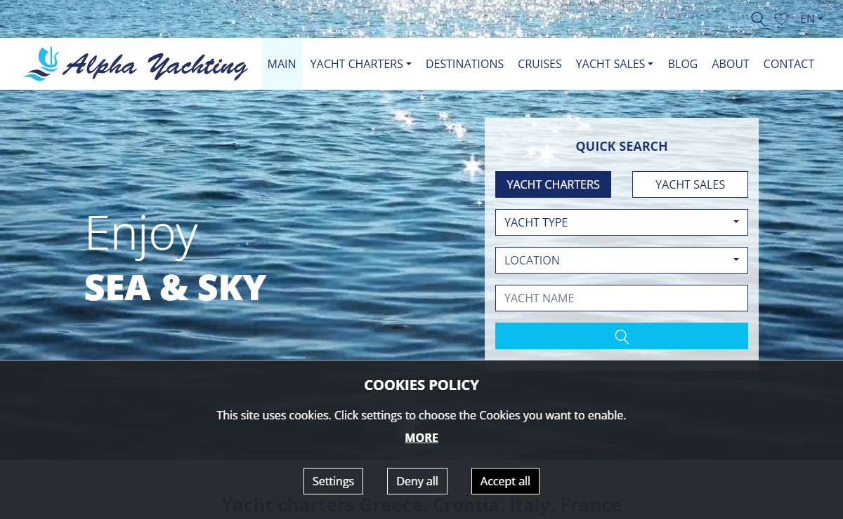 Luxury Yacht Charter for Cruise & Sailing Holidays in Greece - Alpha Yachting