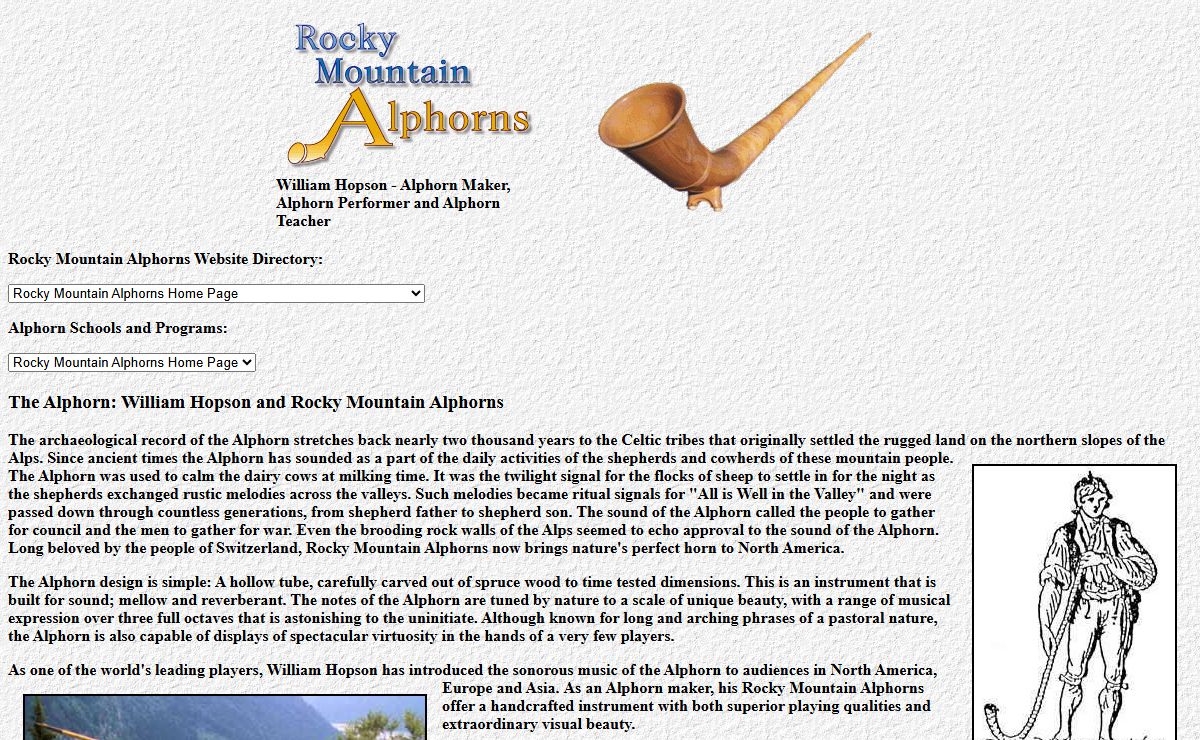 Rocky Mountain Alphorns - William Hopson, Alphorn Maker - Everything About the Alphorn