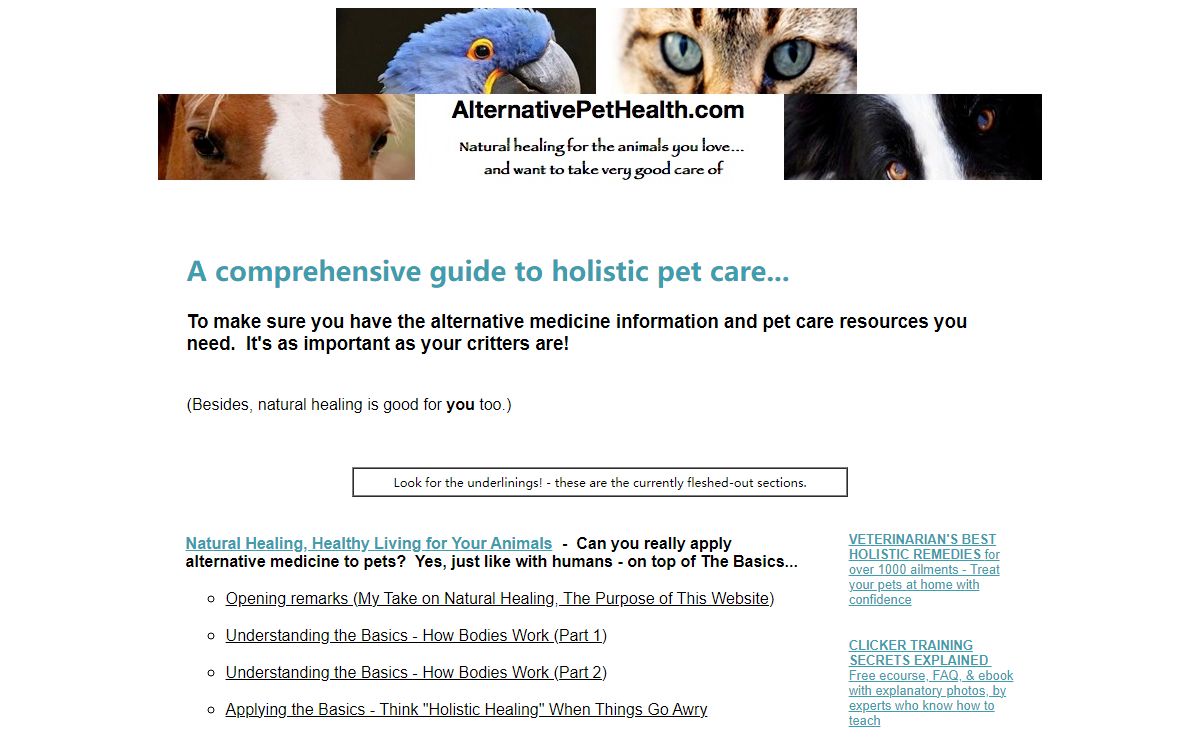 AlternativePetHealth.com - natural healing for the animals you love...and want to take very good care of