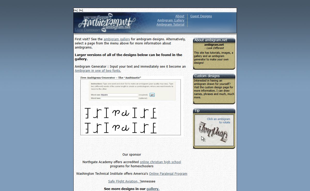 ambigram.net - Ambigrams, Information, Tutorial and Ambigram Gallery