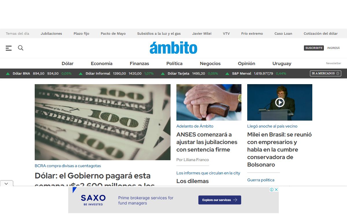 Ámbito Financiero, líder en noticias económicas