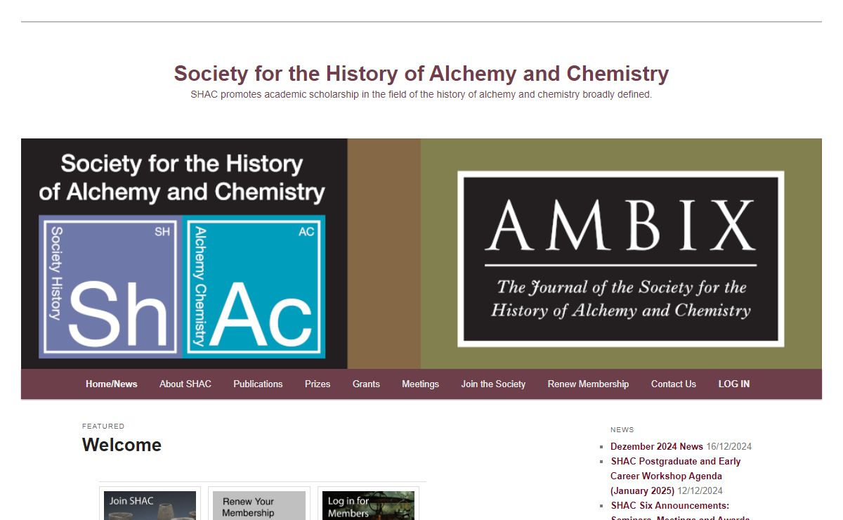 Society for the History of Alchemy and Chemistry - SHAC promotes academic scholarship in the field of the history of alchemy and chemistry broadly defined.