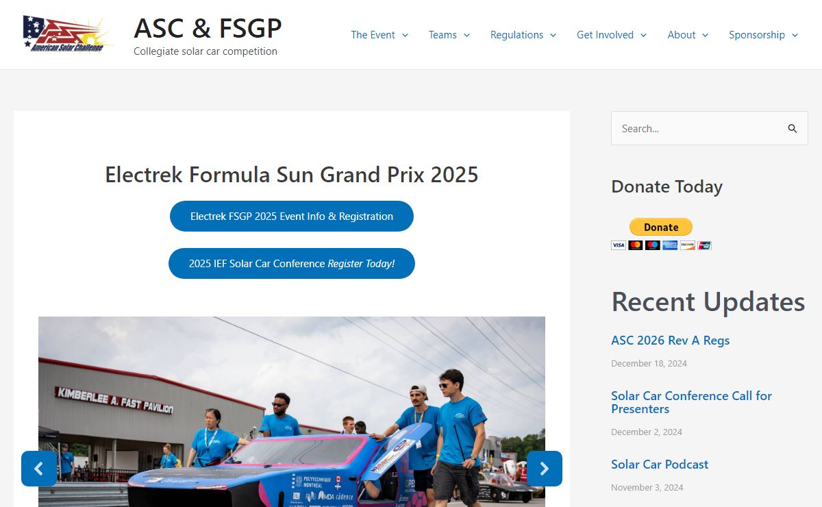 ASC & FSGP – Collegiate solar car competition