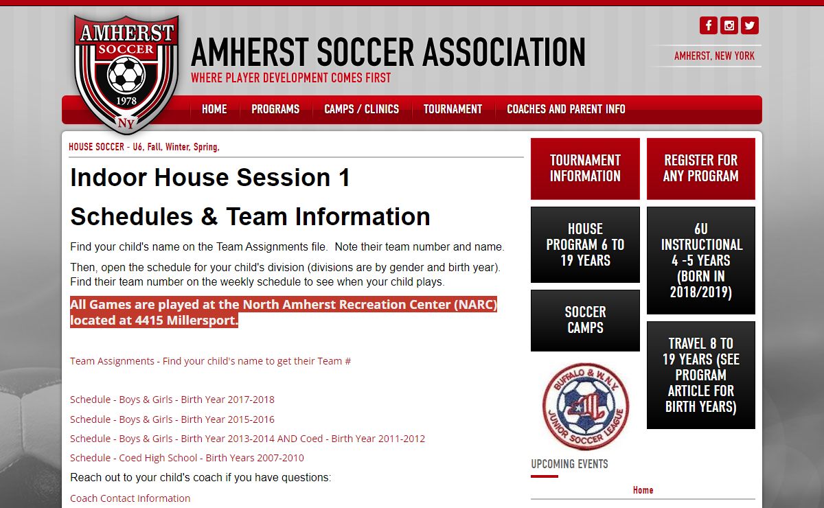 Amherst Soccer Association | HOUSE SOCCER - U6, Fall, Winter, Spring,